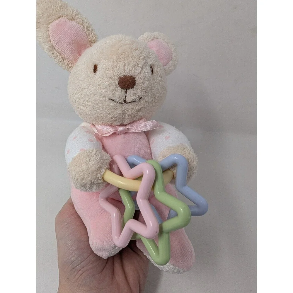 Vintage Carters Prestige White Bunny Rabbit Plush Rattle Stuffed Animal Baby 90s